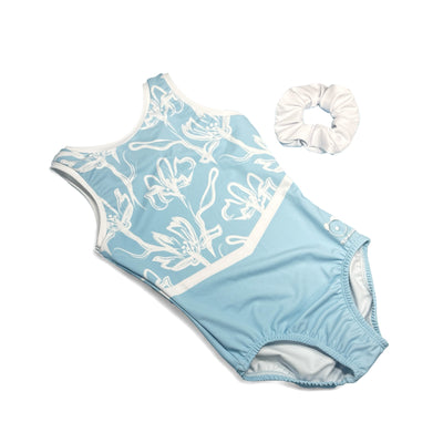 Light Blue Flowers Gymnastics Leotard